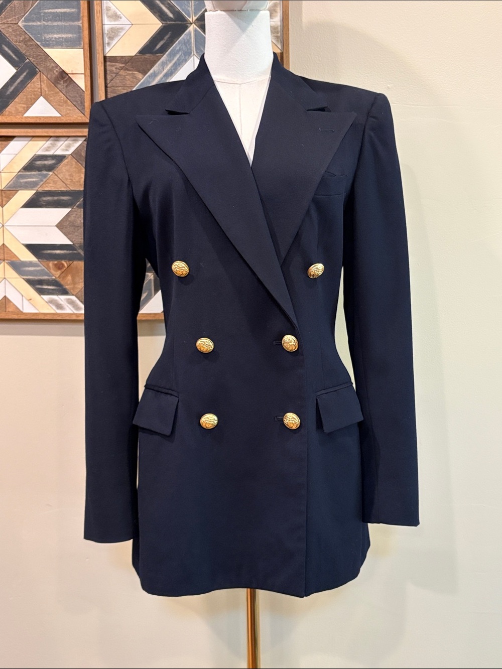 Vintage RALPH Ralph Lauren Navy Double-Breasted Blazer with Gold Buttons size 6 - Picture 2 of 15
